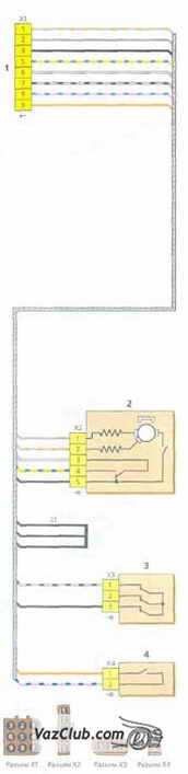 схема соединений жгута проводов коробки воздухопритока lada kalina