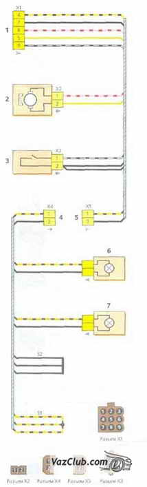 схема соединений жгута проводов багажника и фонарей освещения номерного знака